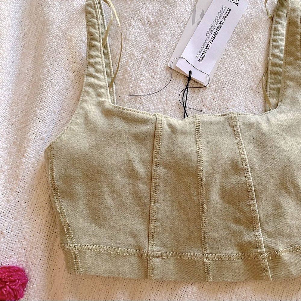 NET ZARA HIGH STRETCH DENIM TOP - Picture 3 of 14